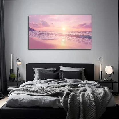 Sunset Beach Landscape Wall Art Canvas Office Home Room Framed 120x60cm