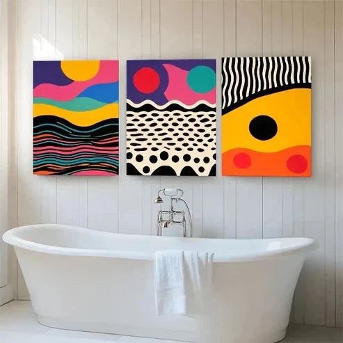 3pcs Colorful Geometric Pattern Artistic Perfect Wall Art Canvas Unframed - High Quality Print 100% Australian Made Wall Canvas - Bella Home Decor