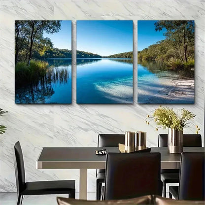 3pcs Lake Mckenzie Scenic Travel Print Australia Wall Art Set Canvas Framed 60x90cm - High Quality Print 100% Australian Made Wall Canvas Ready to Hang