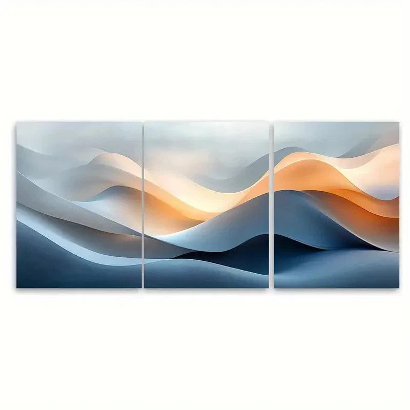 3pcs Abstract Minimalist Soft Shapes Metal Print Ready to Hang Art - Bella Home Decor