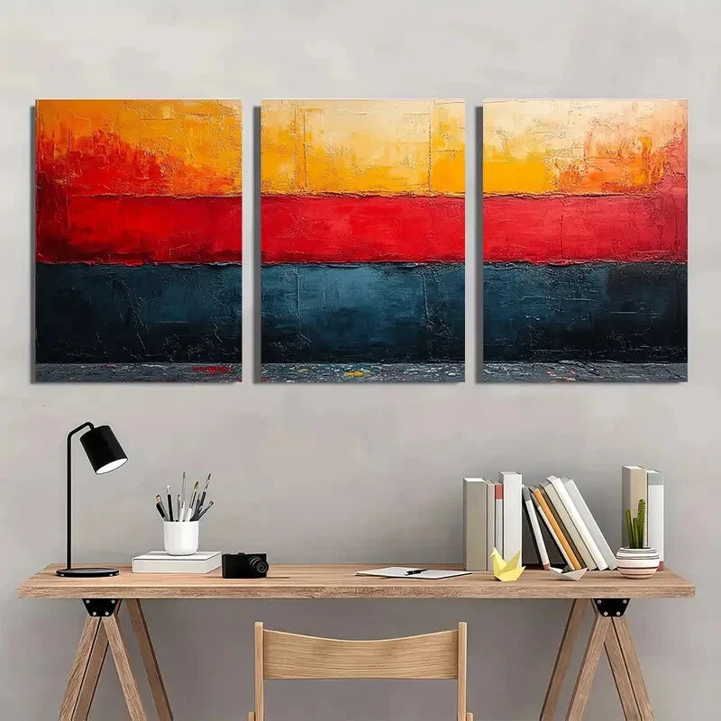 3pcs Abstract Texture Paintings Original Textured Metal Print Ready to Hang Art - Bella Home Decor