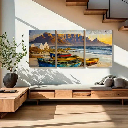 3pcs Artistic Coastal Landscape Mountain View Metal Print Ready to Hang Art - Bella Home Decor