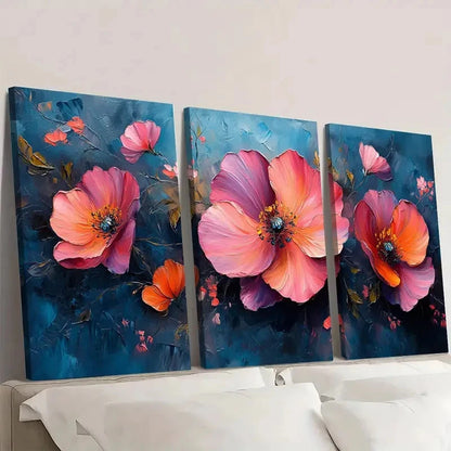 3pcs Vibrant Abstract Floral LO    Wall Art Set Canvas Framed 40x60cm - High Quality Print 100% Australian Made Wall Canvas Ready to Hang