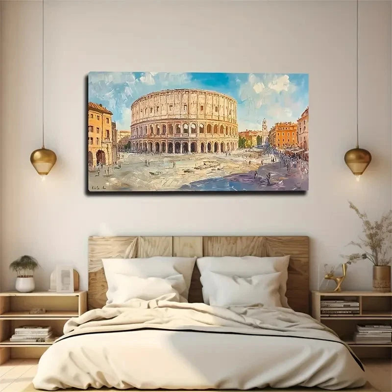 Colosseum Aesthetic Theaters Wall Art Canvas Office Home Room Framed 120x60cm