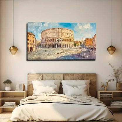 Colosseum Aesthetic Theaters Wall Art Canvas Office Home Room Framed 120x60cm