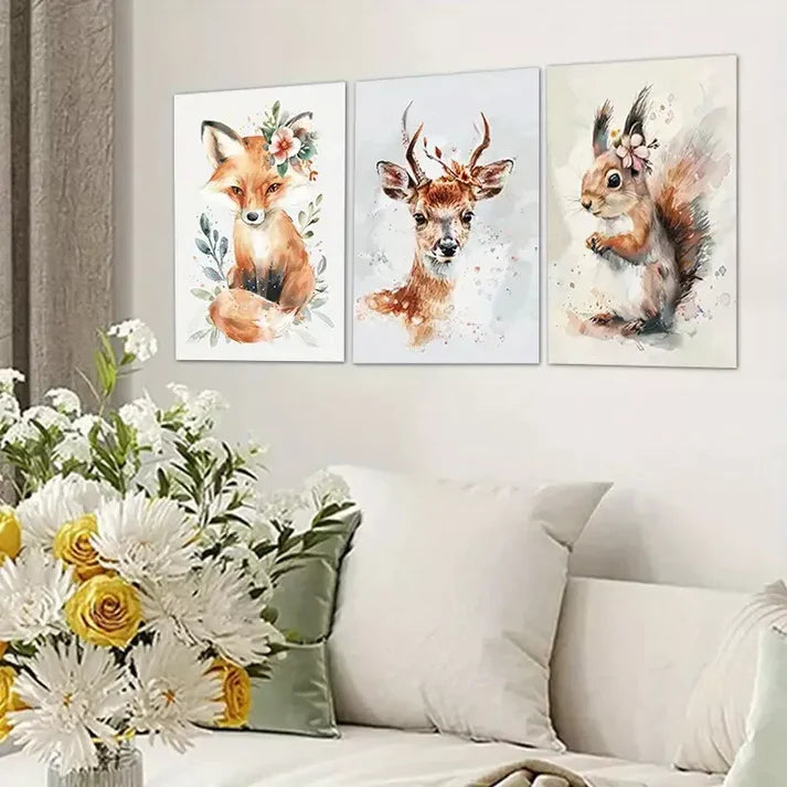 3pcs Farmhouse Animal Nursery Wall Art Canvas Unframed - High Quality Print 100% Australian Made Wall Canvas