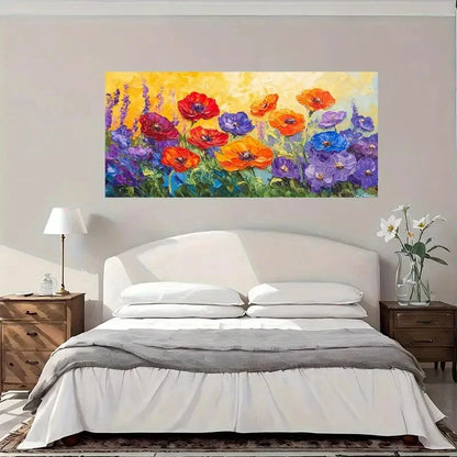 Modern Vintage Floral Wall Art Canvas Office Home Room Framed 120x60cm