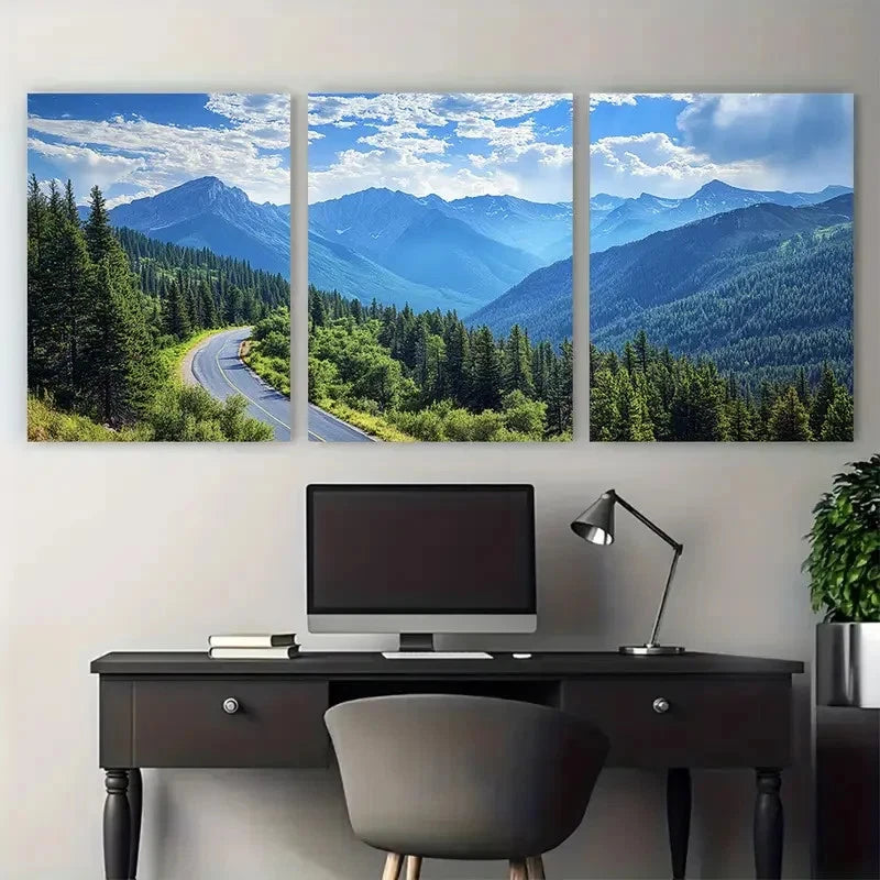 3pcs Trail Ridge Road Vibrant Colorado Forest Metal Print Ready to Hang Art - Bella Home Decor