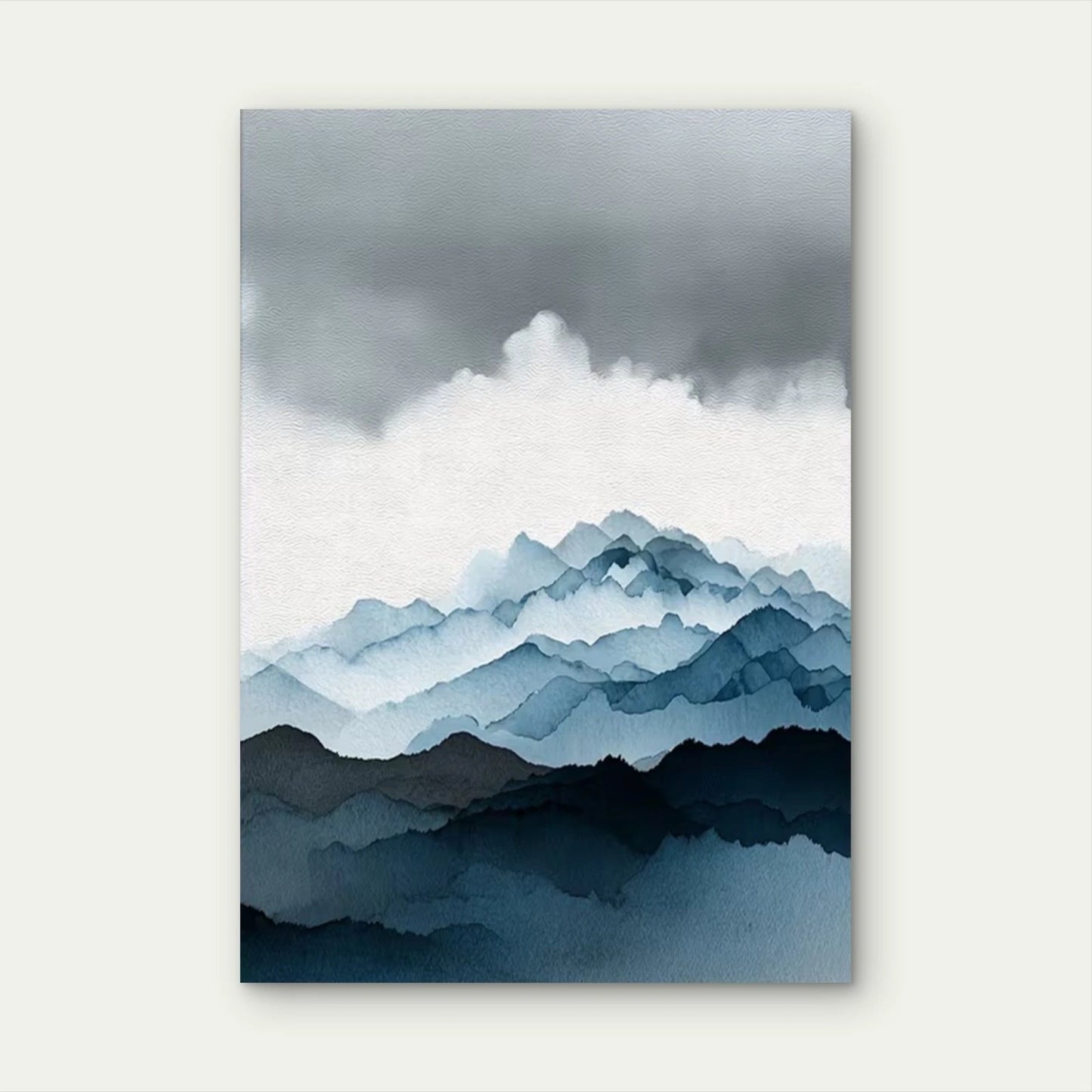 Blue Grey Coastal Mountains Abstract Metal Print Ready to Hang