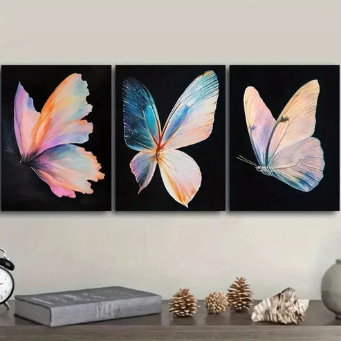3pcs Butterfly Wall Art Set Canvas Unframed – High Quality Print 100% Australian Made Wall Canvas