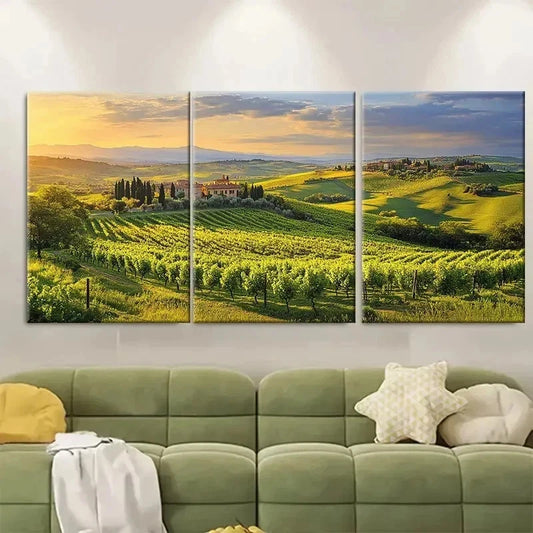 3pcs Tuscany Painting Italian Countryside E Wall Art Set Canvas Framed 50x70cm - High Quality Print 100% Australian Made Wall Canvas Ready to Hang