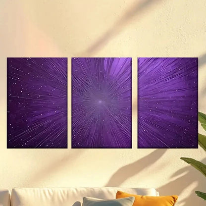 3pcs purple star burst background  Wall Art Set Canvas Framed 60x90cm - High Quality Print 100% Australian Made Wall Canvas Ready to Hang