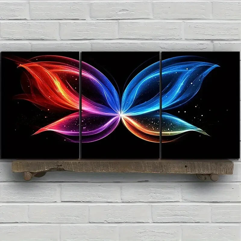 3pcs Abstract Butterfly Design Multicolor Metal Print Ready to Hang Art - Bella Home Decor