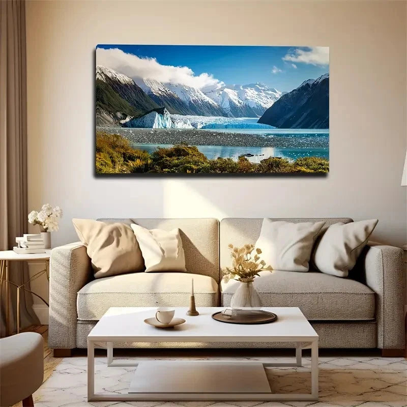 New Zealand'S Glacier Wall Art Canvas Office Home Room Framed 120x60cm