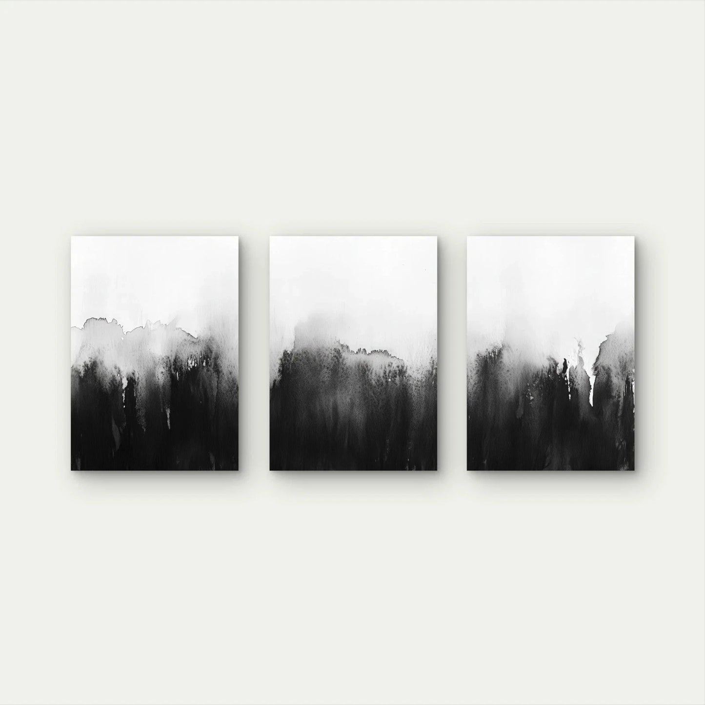 3pcs Minimalist Black White Watercolor Abstract Wall Art Set Canvas Framed 60x90cm - High Quality Print 100% Australian Made Wall Canvas Ready to Hang - Bella Home Decor