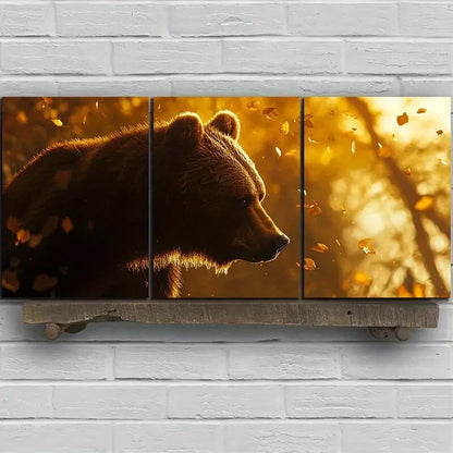 3pcs Featuring Bears in a Forest Metal Print Ready to Hang Art - Bella Home Decor