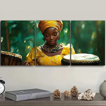 3pcs Women play instruments Wall Art Set Canvas Unframed - High Quality Print 100% Australian Made Wall Canvas - Bella Home Decor
