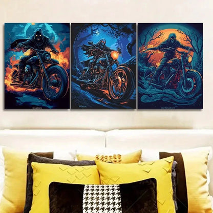 3pcs Featuring a Death Theme Paintings Wall Art Set Canvas Framed 50x70cm - High Quality Print 100% Australian Made Wall Canvas Ready to Hang