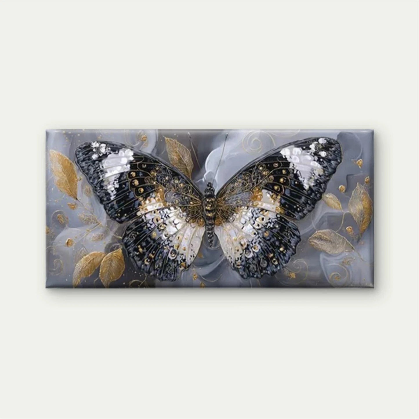 Black & Golden Butterfly Wall Art Canvas Office Home Room Framed 120x60cm