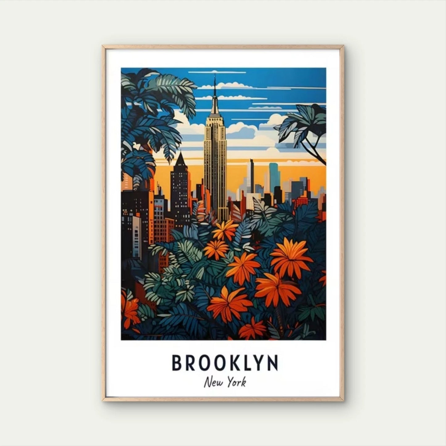 Brooklyn USA Painting Travel Poster Print Wall Art