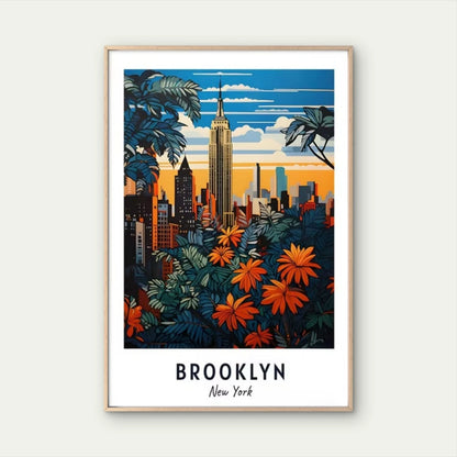 Brooklyn USA Painting Travel Poster Print Wall Art