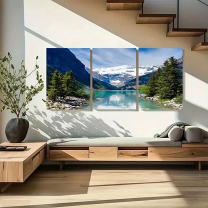 3pcs Lake Louise Rocky Mountains Landscape Metal Print Ready to Hang Art