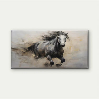 Running Black Horse Wall Art Canvas Office Home Room Framed 120x60cm