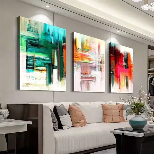 3pcs Abstract Multicolor Wall Art Set Canvas Framed 50x70cm - High Quality Print 100% Australian Made Wall Canvas Ready to Hang