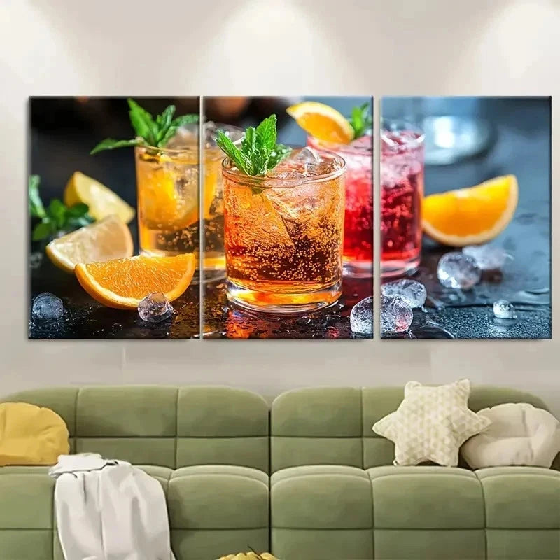 3pcs Cocktail Wall Art Print WQ Wall Art Set Canvas Framed 50x70cm - High Quality Print 100% Australian Made Wall Canvas Ready to Hang - Bella Home Decor