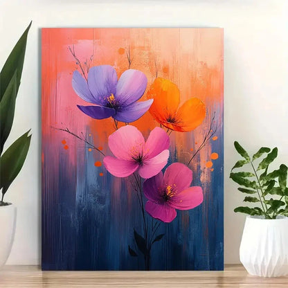 Beautiful Vibrant Pink Purple Orange Flowers 40x60cm Metal Print Ready to Hang