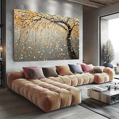 Autumn Tree Golden Leaves wall canvas office home room framed 120x60cm - Bella Home Decor