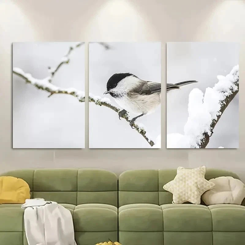 3pcs Bird On Tree Branch Metal Print Ready to Hang Art - Bella Home Decor
