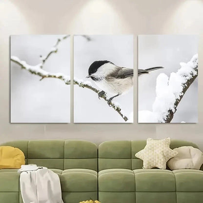 3pcs Bird On Tree Branch Metal Print Ready to Hang Art - Bella Home Decor