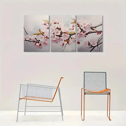 3pcs Cherry Blossom Branches Floral Metal Print Ready to Hang Art - Bella Home Decor