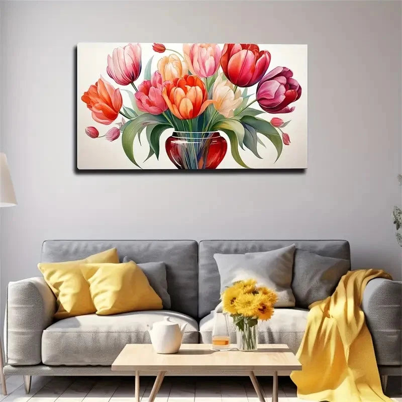 Elegant Rich Tulips Popular Wall Art Canvas Office Home Room Framed 120x60cm