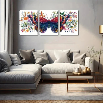 3pcs Butterfly Show Brilliant Colors Perfect Wall Art Set Canvas Framed 60x90cm - High Quality Print 100% Australian Made Wall Canvas Ready to Hang - Bella Home Decor