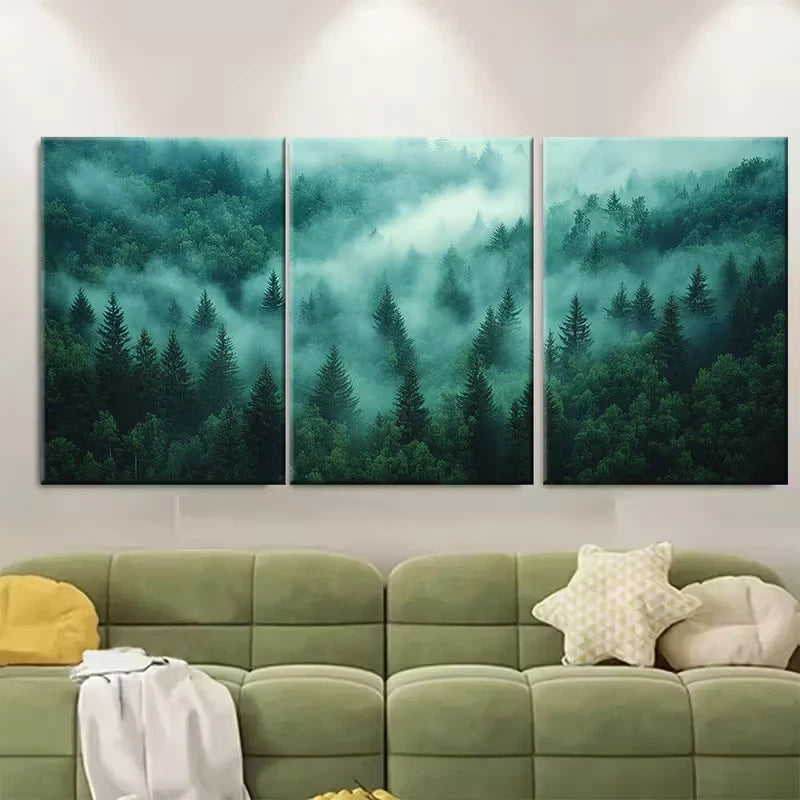 3pcs Misty Forest Metal Print Ready to Hang Art