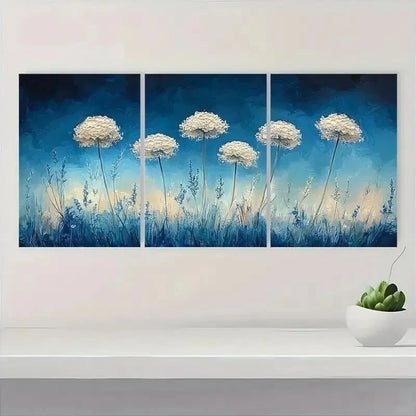 3pcs Queen Anne'S Lace Watercolor Floral Art Metal Print Ready to Hang Art - Bella Home Decor