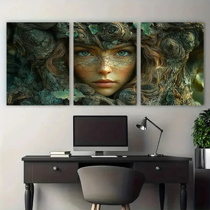3pcs Lady Face of the Tree Illustration Wall Art Set Canvas Unframed - High Quality Print 100% Australian Made Wall Canvas