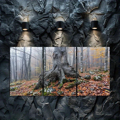 3pcs Old Gnarled Tree in Autumn Forest Metal Print Ready to Hang Art