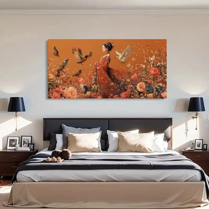 Elegant Nature Harmony Flowers Wall Art Canvas Office Home Room Framed 120x60cm - Bella Home Decor
