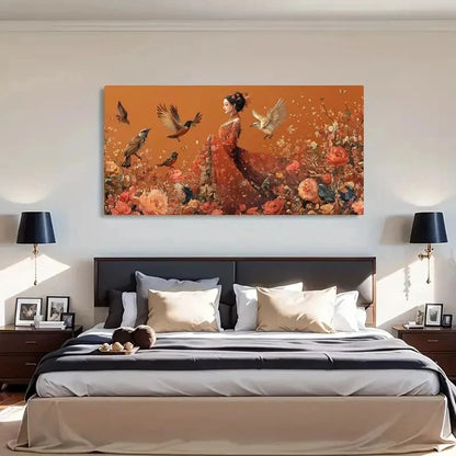 Elegant Nature Harmony Flowers Wall Art Canvas Office Home Room Framed 120x60cm - Bella Home Decor