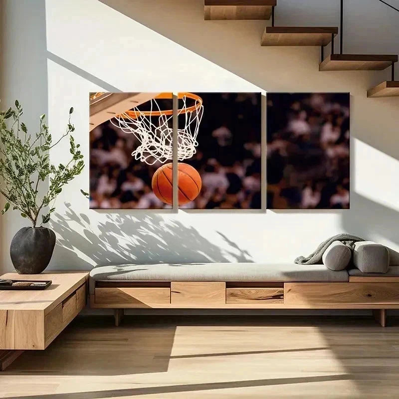 3pcs Basketball & Basketball Hoop Sport Wall Art Set Canvas Framed 60x90cm - High Quality Print 100% Australian Made Wall Canvas Ready to Hang - Bella Home Decor
