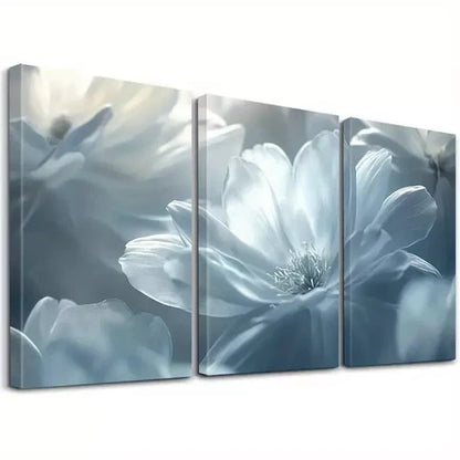 3pcs Modern Farmhouse Style White Flower Wall Art Canvas Unframed - High Quality Print 100% Australian Made Wall Canvas