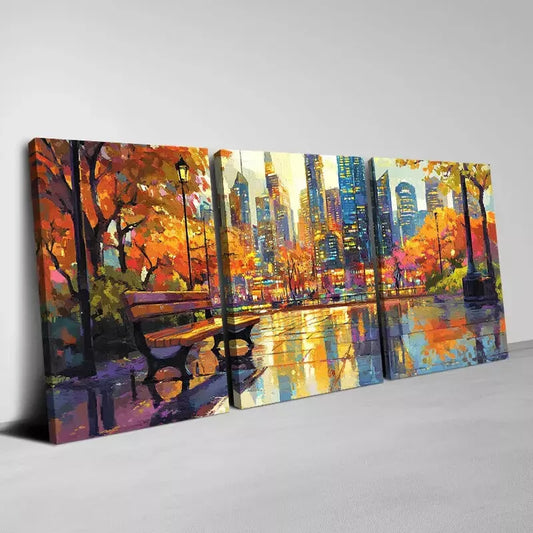 3pcs Beautiful Santorini with Floral & Lake View Art Set Canvas Framed 50x70cm - High Quality Print 100% Australian Made Wall Canvas Ready to Hang