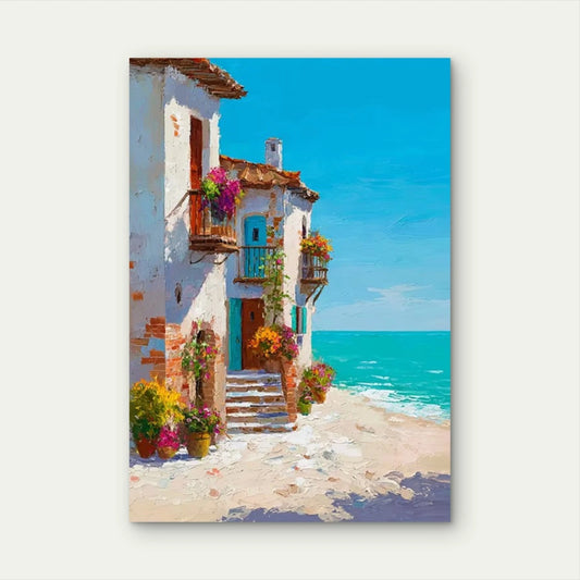Beach Cottage, Beach Theme 60x90cm Metal Print Ready to Hang