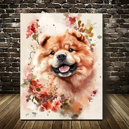 Charming Chow Chow Dog Watercolor Style Painting 40x60cm Metal Print Ready to Hang - Bella Home Decor