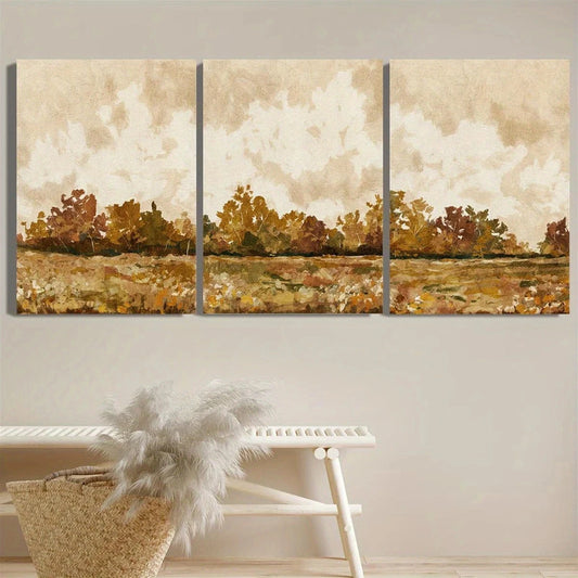 3pcs Autumn Tree Vibrant Foliage Scenery Metal Print Ready to Hang Art