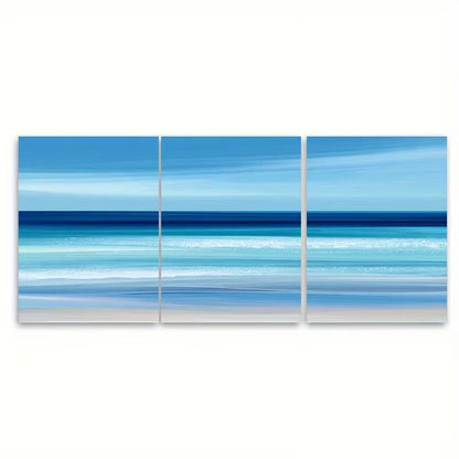 3pcs Minimalist Beach-Themed Metal Print Ready to Hang Art - Bella Home Decor