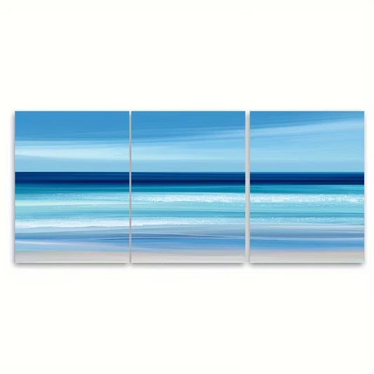 3pcs Minimalist Beach-Themed Metal Print Ready to Hang Art